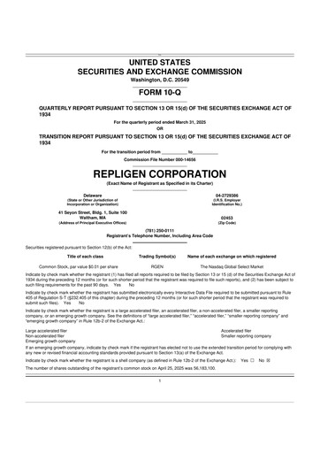 Miniature Repligen
 10-Q Rapport trimestriel 2025 