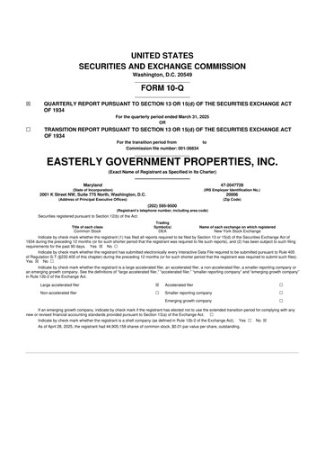 Thumbnail Easterly Government Properties 10-Q Quarterly Report FY2025 