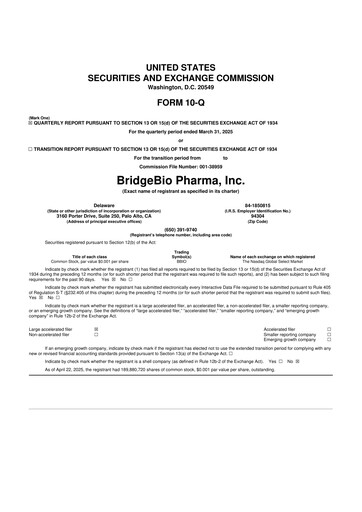 Thumbnail BridgeBio Pharma
 10-Q Quarterly Report FY2025 