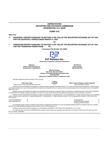 Miniature PJT Partners
 10-Q Rapport trimestriel 2025 