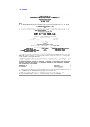 Thumbnail City Office REIT
 10-Q Quarterly Report FY2025 