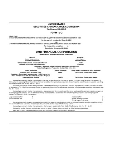 Thumbnail UMB Financial 10-Q Quarterly Report FY2025 