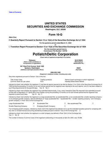 Thumbnail PotlatchDeltic
 10-Q Quarterly Report FY 