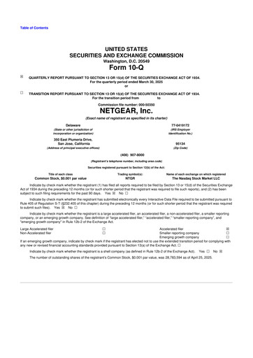 Miniature NETGEAR 10-Q Rapport trimestriel 2025 