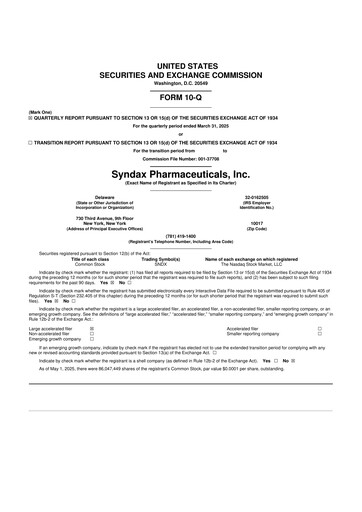 Thumbnail Syndax Pharmaceuticals 10-Q Quarterly Report FY2025 