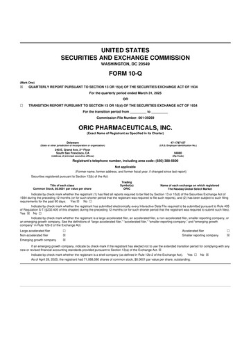 Thumbnail ORIC Pharmaceuticals
 10-Q Quarterly Report FY2025 