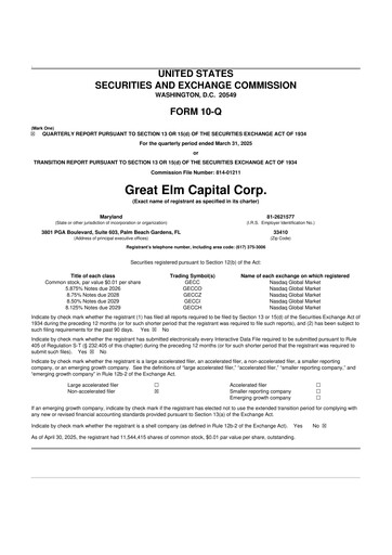 Vorschaubild Great Elm Capital
 10-Q Quartalsbericht  