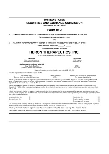 Thumbnail Heron Therapeutics 10-Q Quarterly Report FY2025 