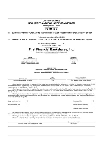 Vorschaubild First Financial Bankshares 10-Q Quartalsbericht 2025 