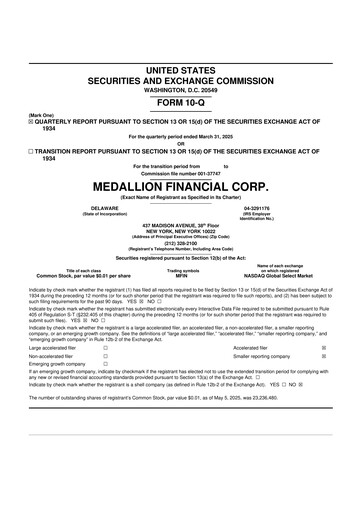 Thumbnail Medallion Financial Corp. 10-Q Quarterly Report FY2025 