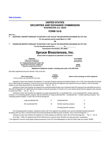 Thumbnail Spruce Biosciences 10-Q Quarterly Report FY2025 