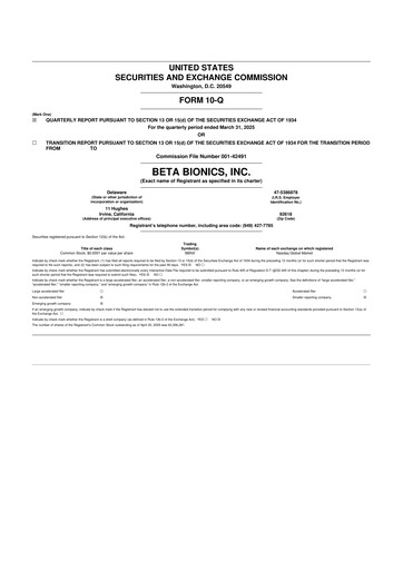 Miniature Beta Bionics 10-Q Rapport trimestriel 2025 