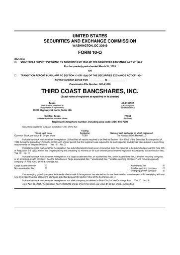 Thumbnail Third Coast Bancshares 10-Q Quarterly Report FY2025 