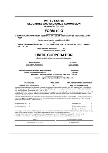 Thumbnail Unitil Corporation
 10-Q Quarterly Report FY2025 