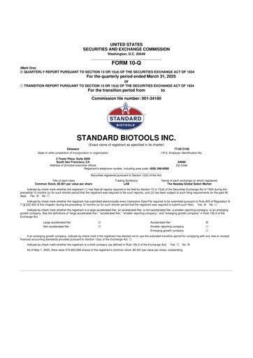 Thumbnail Standard BioTools 10-Q Quarterly Report FY2025 
