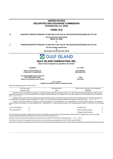 Thumbnail Gulf Island Fabrication
 10-Q Quarterly Report FY2025 
