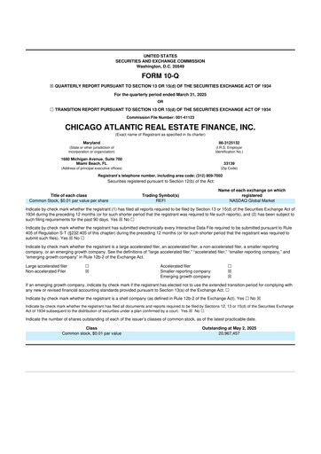 Vorschaubild Chicago Atlantic Real Estate Finance 10-Q Quartalsbericht  