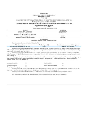 Thumbnail Palmer Square Capital BDC 10-Q Quarterly Report FY2025 