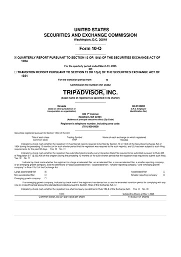 Thumbnail TripAdvisor 10-Q Quarterly Report FY2025 