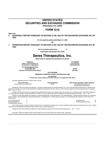 Thumbnail Seres Therapeutics 10-Q Quarterly Report FY2025 