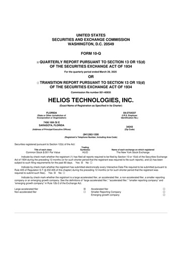 Thumbnail Helios Technologies 10-Q Quarterly Report FY2025 