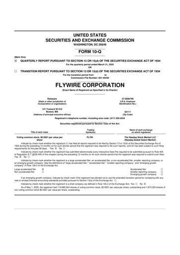 Vorschaubild Flywire 10-Q Quartalsbericht 2025 