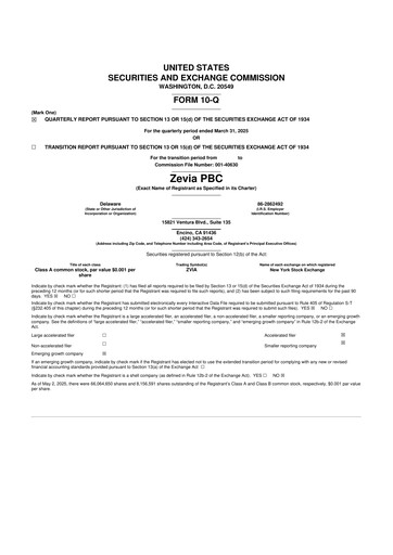 Thumbnail Zevia 10-Q Quarterly Report FY2025 