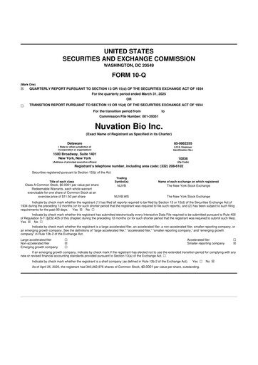 Thumbnail Nuvation Bio 10-Q Quarterly Report FY2025 