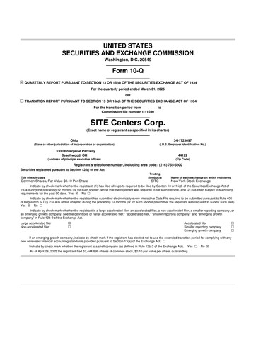 Thumbnail SITE Centers
 10-Q Quarterly Report FY2025 