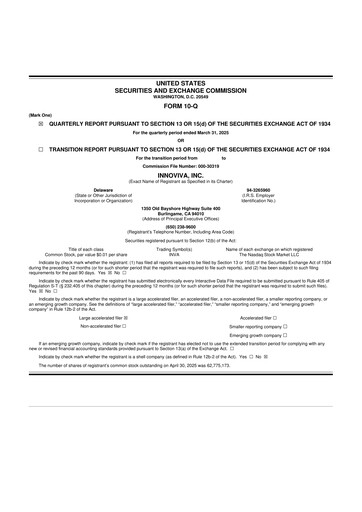 Thumbnail Innoviva 10-Q Quarterly Report FY2025 