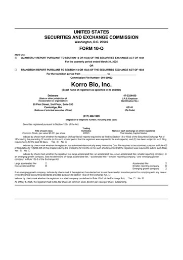 Thumbnail Korro Bio 10-Q Quarterly Report FY2025 