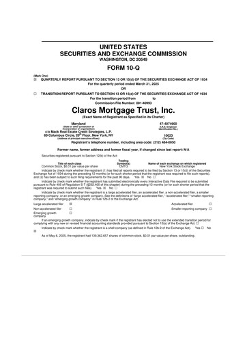 Thumbnail Claros Mortgage Trust 10-Q Quarterly Report FY2025 