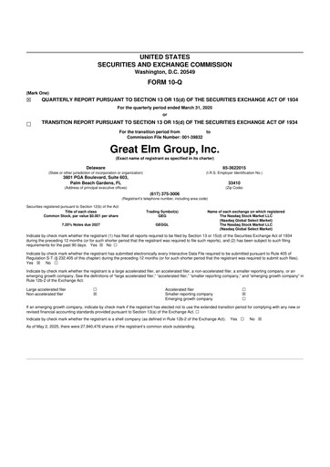 Thumbnail Great Elm Group 10-Q Quarterly Report FY2025 