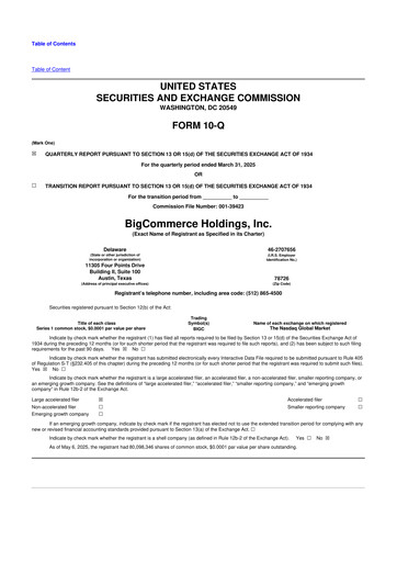 Thumbnail BigCommerce 10-Q Quarterly Report FY2025 