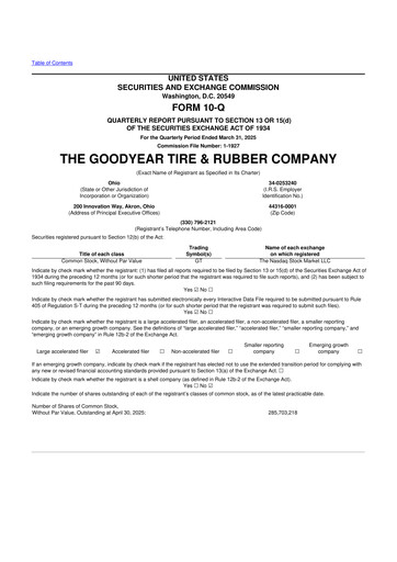 Thumbnail Goodyear 10-Q Quarterly Report FY2025 