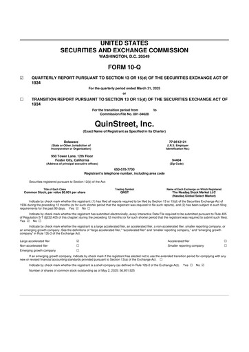 Thumbnail QuinStreet
 10-Q Quarterly Report FY2025 