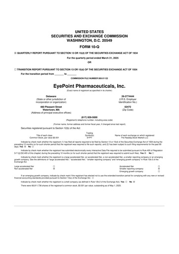 Thumbnail EyePoint Pharmaceuticals
 10-Q Quarterly Report FY2025 