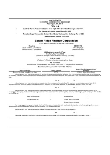 Thumbnail Logan Ridge Finance 10-Q Quarterly Report FY2025 