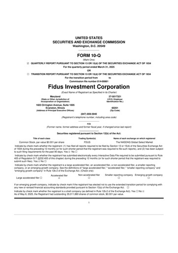 Miniature Fidus Investment Corporation 10-Q Rapport trimestriel 2025 