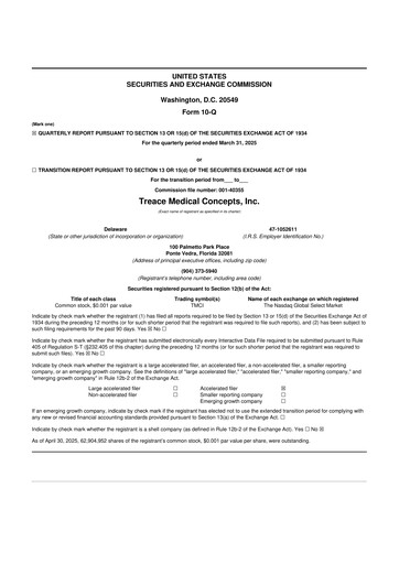 Thumbnail Treace Medical Concepts 10-Q Quarterly Report FY2025 