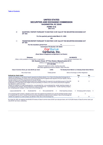 Thumbnail CarGurus 10-Q Quarterly Report FY2025 