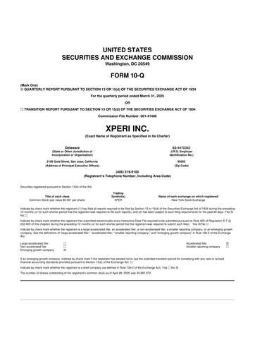 Vorschaubild Xperi 10-Q Quartalsbericht 2025 