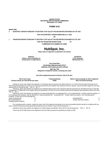 Vorschaubild HubSpot 10-Q Quartalsbericht 2025 