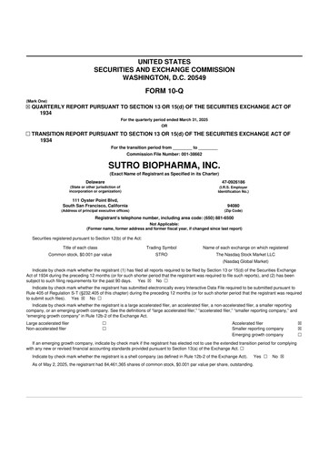 Thumbnail Sutro Biopharma 10-Q Quarterly Report FY2025 