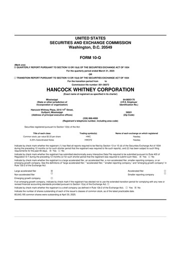 Thumbnail Hancock Whitney 10-Q Quarterly Report FY2025 