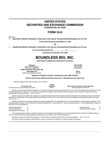 Miniature Boundless Bio 10-Q Rapport trimestriel 2025 
