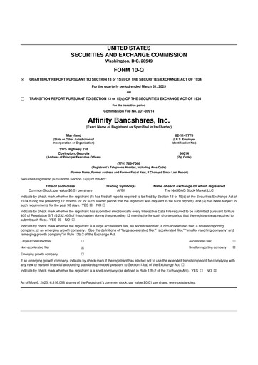 Thumbnail Affinity Bancshares 10-Q Quarterly Report FY2025 