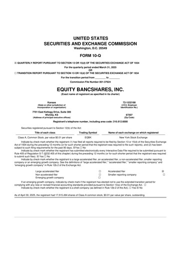 Vorschaubild Equity Bancshares 10-Q Quartalsbericht 2025 