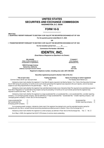 Thumbnail Identiv 10-Q Quarterly Report FY2025 