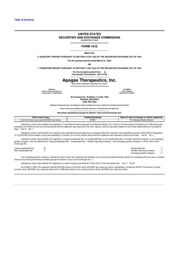 Vorschaubild Apogee Therapeutics 10-Q Quartalsbericht  